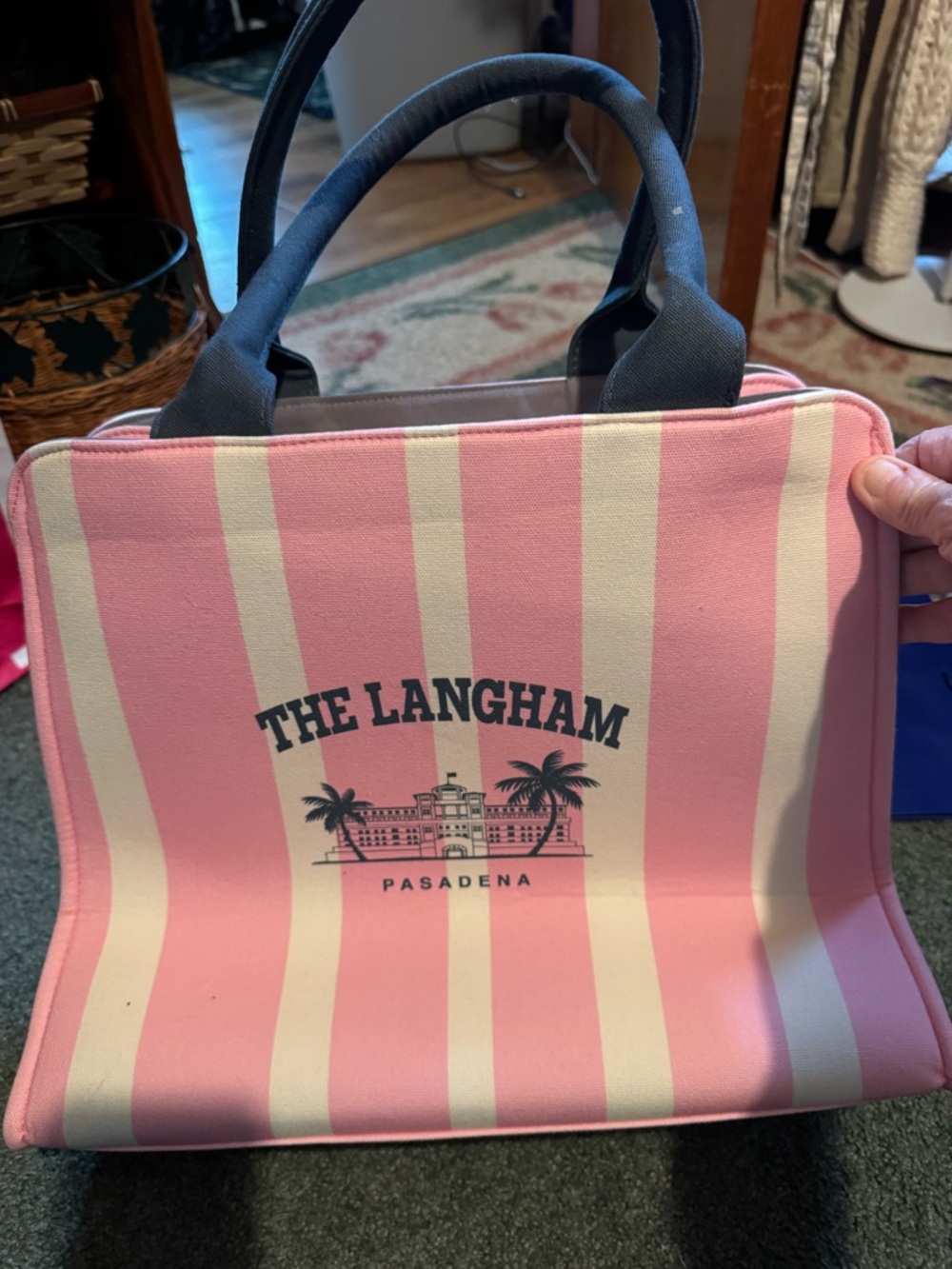Pasadena Pink & Cream Striped Tote Bag